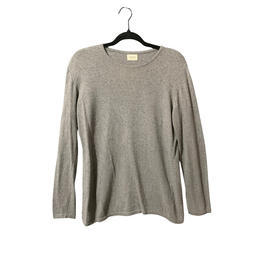 United Colors of Benetton Sweater Womens L Cashmere Blend Gray Made in Italy